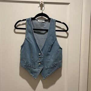 12th Tribe Light Blue Denim Top